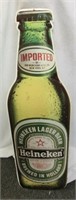 C-278 Heineken beer bottle shaped tin sign 23"