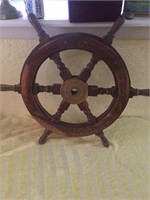 Wooden Ship Wheel W/Solid Brass
