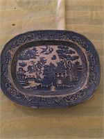 Vintage Very Old Blue Willow Platter