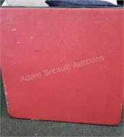 Vintage round Metal frame red vinyl top card