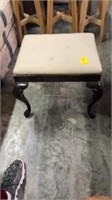 Upholstered stool - cherry finish