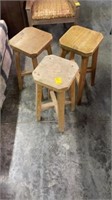 3 wooden stools