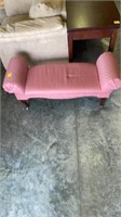 Pink upholstered bench