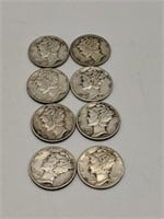 1940 Silver Mercury Dimes Set of 8