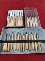 3 SETS OF VARIOUS SIZED WOOD WORKING CHISELS
