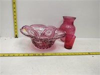 pink bowl & glasses