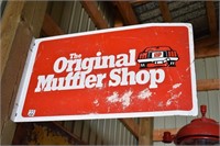 Double Sided Flanged Minute Muffler Metal Sign,