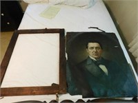 Portrait and frame, canvas painting of handsome