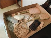 Dresser mirrors - crocheted collars -
