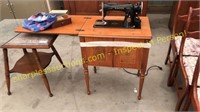 Glass top Singer sewing machine table