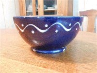 Denmark, Lindelse cobalt blue pottery bowl, 7.5"
