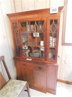 Walnut finish china cabinet, 1 door top, drawer
