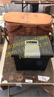 Vintage Hawkeye basket, filing box