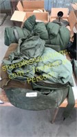 Army hats, clothes, bags, sleeping items