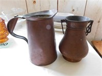 Antique copper pitcher and vase