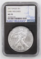 2017 NGC MS70 Silver American Eagle Dollar Early
