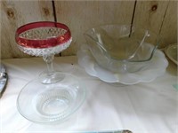Heavy frosted bowl with undercut leaves - clear
