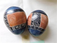 Pair of Aztec stone eggs