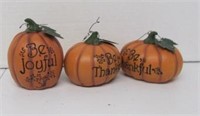 3 Small Ceramic Pumpkins