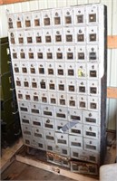 Bank of 60 Mail Boxes with Keys, 34" x 4" x 61"