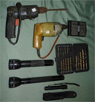 Asst Flashlights, Drills & Bits As Pictured