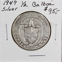 1947 1/2 Silver Balboa Panama Coin