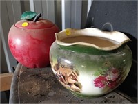 Apple cookie jar and , unique bowl