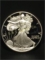 1989 S silver eagle round.  1oz. .999