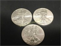 3-2013  silver eagle round.  1oz. .999   3X bid