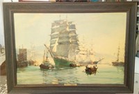Signed framed print by Montague Dawson