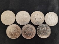 1977 25 New Pence Coins - Lot of 7