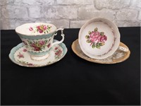 Shafford Hand Decorated Footed Cup & Saucer