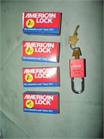 4 New Red American Locks w/Keys