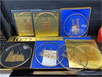 7 Orrefors Partial Gilt Clear Glass plates