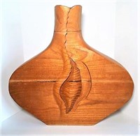 Carved Wood Floor Vase