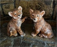 Set of 2 Ceramic Lion Cubs CUTE!