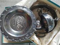 silver plated tray and cups