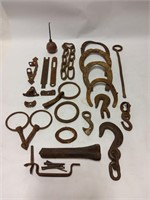 Lot of Antique Horseshoes, Nails, Chains & More