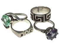 4 Mexican Sterling Rings 23.9g TW