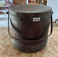 Vintage Wooden Sap Sugar Bucket w/Lid LARGE