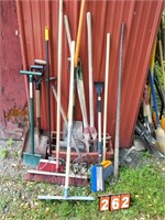 tool lot shovels rakes hammer