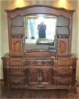 Stanley Pine Dresser & Mirrored Hutch Top