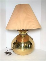 Round Brass Hammered Lamp