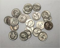 Twenty-one 1940s Silver Quarters