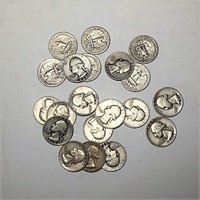 Twenty 1950s Silver Quarters