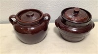 (2) Vintage Stoneware Cookie Jar / Canister