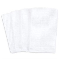 (2) SALT Wave Bar Mop Kitchen Towels in White (Set