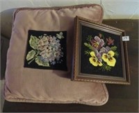 Needlepoint Tapestry Pillow & Framed Piece