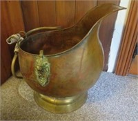 Oversized Brass & Copper Coal Scuttle