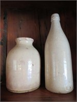 Antique Stoneware Crock & Bottle